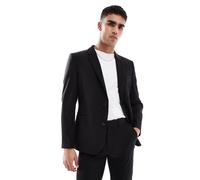 ASOS DESIGN - Giacca da abito slim lavabile in misto lana pettinata leggera nera-Nero 52 Regular