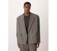 ASOS DESIGN - Giacca da abito super oversize grigia a spina di pesce-Grigio 48 Regular