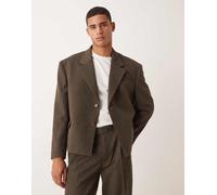 ASOS DESIGN - Giacca da abito taglio corto oversize marrone Chest 50 Regular