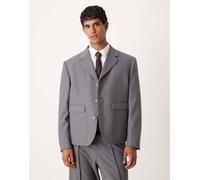ASOS DESIGN - Giacca da abito taglio corto squadrata grigia in twill-Grigio Chest 50 Regular