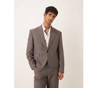 ASOS DESIGN - Giacca da abito taglio corto squadrata marrone testurizzata a quadri piccoli Chest 52 Regular