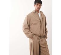 ASOS DESIGN - Giacca elegante beige a pieghe in coordinato-Neutro L
