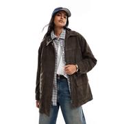 ASOS DESIGN - Giacca harrington in pelle oliva scuro-Nessun colore S