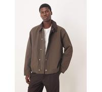 ASOS DESIGN - Giacca harrington marrone con colletto in tessuto a coste 2XL