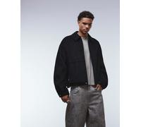 ASOS DESIGN - Giacca harrington nera in velluto a coste-Nero L