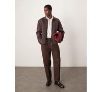 ASOS DESIGN - Giacca harrington oversize marrone in tessuto effetto scuba M