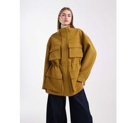 ASOS DESIGN - Giacca stile militare sartoriale color oliva con tasche applicate-Marrone L