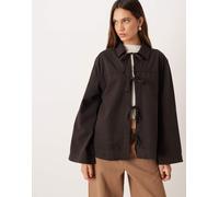 ASOS DESIGN - Giacca svasata oversize allacciata sul davanti-Marrone S