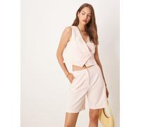 ASOS DESIGN - Gilet a portafoglio asimmetrico in misto lino rosa in coordinato 44