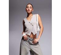 ASOS DESIGN - Gilet asimmetrico color pietra-Neutro 42