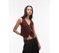 ASOS DESIGN - Gilet asimmetrico in jersey twill color cioccolato-Marrone 46