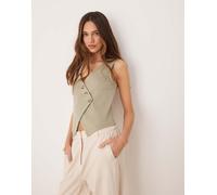 ASOS DESIGN - Gilet asimmetrico in jersey twill color salvia-Verde 40