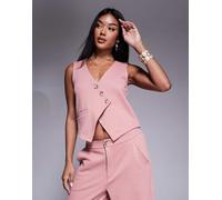ASOS DESIGN - Gilet asimmetrico rosa in coordinato XS