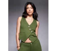 ASOS DESIGN - Gilet asimmetrico verde oliva in coordinato 50