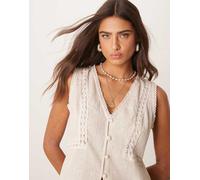 ASOS DESIGN - Gilet color crema con finiture in pizzo-Bianco 50