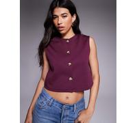 ASOS DESIGN - Gilet corto squadrato color prugna con spalle ampie-Rosso S