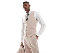 ASOS DESIGN - Gilet da abito slim fit in tweed di misto lana rosa chiaro 48 Regular