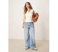 ASOS DESIGN - Gilet effetto lino con laccetti bianco sporco-Neutro 44
