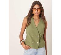 ASOS DESIGN - Gilet effetto lino con laccetti color pistacchio-Verde 50