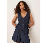 ASOS DESIGN - Gilet in denim color indaco stretto in vita con laccetti laterali-Blu navy 42