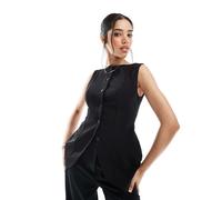 ASOS DESIGN - Gilet nero a corsetto con scollo a barchetta 40