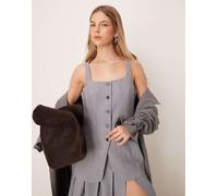 ASOS DESIGN - Gilet stile corsetto grigio con motivo tratteggiato in coordinato 36