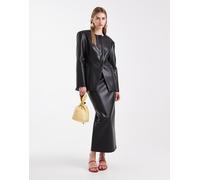 ASOS DESIGN - Gonna longuette sartoriale nera in pelle sintetica-Nero 44