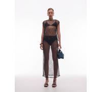 ASOS DESIGN - Gonna midi in rete trasparente nera con paillettes in coordinato-Nero S