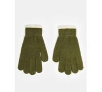 ASOS DESIGN - Guanti kaki in maglia con riga a contrasto-Verde No Size