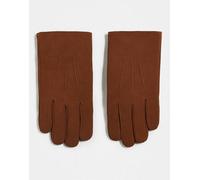 ASOS DESIGN - Guanti premium in camoscio e pile borg color cuoio-Marrone L-XL