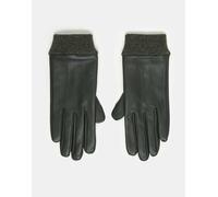 ASOS DESIGN - Guanti touch screen in pelle verdi con polsino a coste-Verde M-L