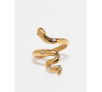 ASOS DESIGN - Halloween - Anello a serpente avvolgente in acciaio inossidabile dorato con cristalli-Oro XS