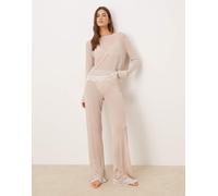 ASOS DESIGN - Honey - Mix & Match - Pantaloni trasparenti marrone e crema con finiture in pizzo 36