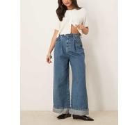 ASOS DESIGN - Jeans a fondo super ampio blu con risvolto 40