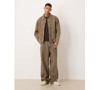 ASOS DESIGN - Jeans ampi marroni lavaggio acido in coordinato-Marrone 50 Short