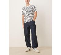 ASOS DESIGN - Jeans dritti ampi color indaco con cuciture a sopraggitto écru in coordinato-Blu navy 52