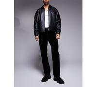 ASOS DESIGN - Jeans dritti neri floccati-Nero W30