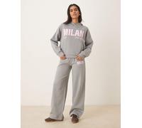 ASOS DESIGN - Joggers dritti grigi con grafica "Milan"-Grigio L