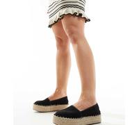 ASOS DESIGN - Journal - Espadrilles flatform nere a pianta larga-Nero 10