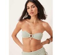 ASOS DESIGN - Kai - Top bikini a fascia testurizzato verde salvia con perla 46
