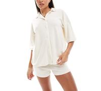 ASOS DESIGN - Kelly - Camicia da mare in spugna color crema in coordinato-Bianco S