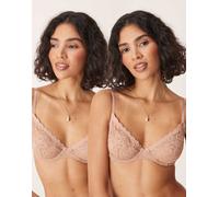 ASOS DESIGN - Lila - Confezione da 2 reggiseni color sabbia con ferretto-Neutro 30D