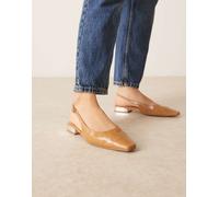 ASOS DESIGN - Logan - Ballerine a punta beige effetto coccodrillo con cinturino posteriore-Neutro 36