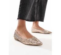 ASOS DESIGN - Lucky - Ballerine a punta con glitter oro rosa 35