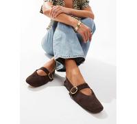 ASOS DESIGN Luxe - Ballerine in pelle premium stile Mary Jane marroni-Marrone 37