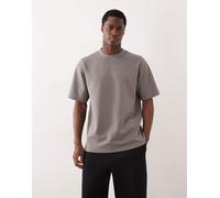 ASOS DESIGN Luxe - T-shirt comoda grigia in tessuto interlock-Grigio XL