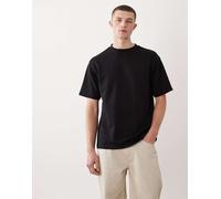 ASOS DESIGN Luxe - T-shirt comoda nera in tessuto interlock-Nero XS