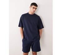 ASOS DESIGN Luxe - T-shirt oversize in tessuto interlock blu navy L