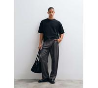 ASOS DESIGN Luxe - T-shirt oversize squadrata in tessuto interlock nera-Nero XS