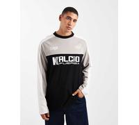 ASOS DESIGN - Maglietta a maniche lunghe oversize nera con grafica e pannelli cut and sew-Nero S